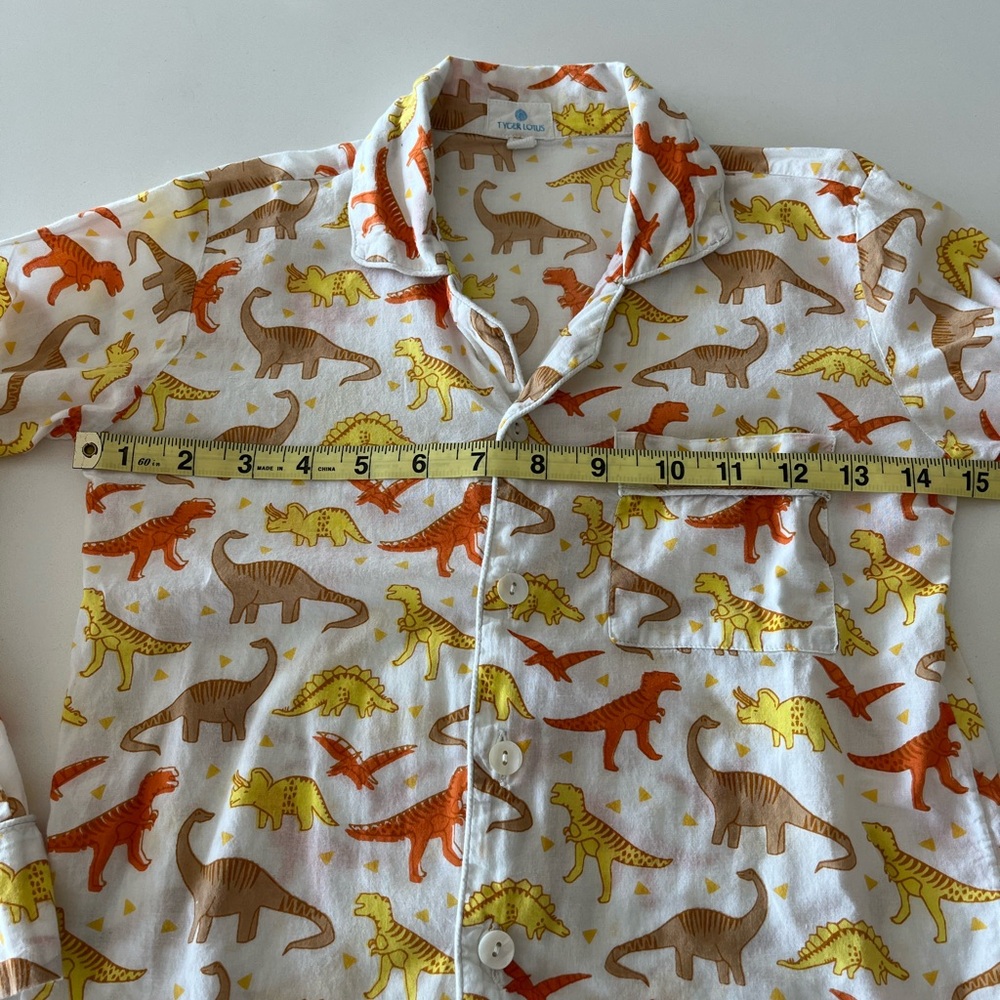 Dino Print Cotton Pajama Set Size: 6 - Picture 8 of 10